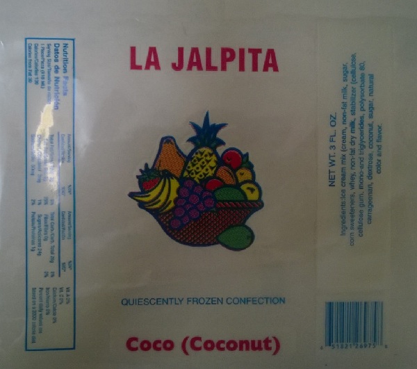 Paleteria La Jalpita Issues Allergy Alert On Undeclared Milk And Sulfite In Ice Cream Bars And Popsicles